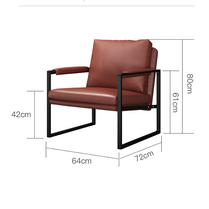 Ghế Sofa Đơn Phong Cách Bắc Âu Trang Trí Phòng Khách,Ghế Sofa Da Trơn Tựa Lưng Thư Giãn Đọc Sách, Ngồi Coffee GSF004