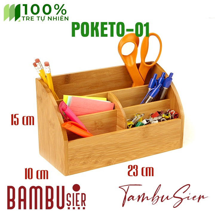 [BAMBOO] Hộp bút bằng tre tự nhiên - hộp đựng bút đồ dùng học tập cao cấp [POKETO-01]