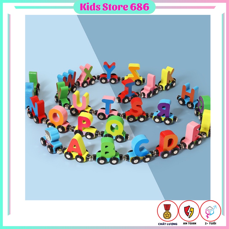 Đoàn Tàu Kéo Số Và Chữ Nam Châm, Đồ Chơi Gỗ Giáo Dục Phát Triển Trí Tuệ Cho Bé Kids_Store686