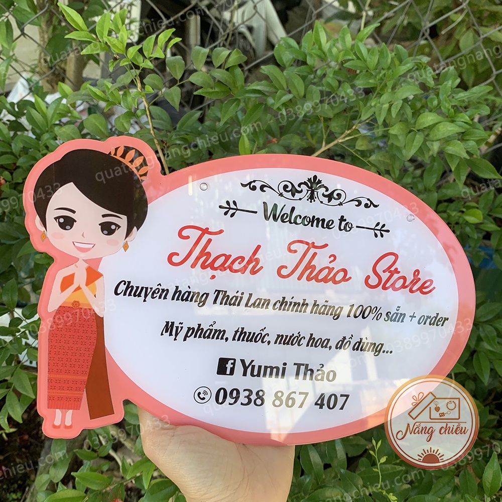 Bảng hiệu mica ghép hình cô gái truyền thống - Dành cho shop hàng Thái Lan - Decor shop bán hàng