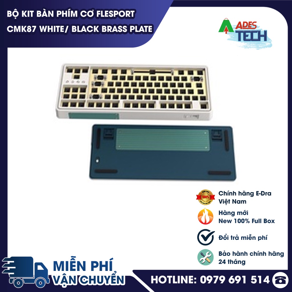 KIT Bàn Phím Cơ FLEsport CMK87 White / Black Brass Plate | Plate Đồng Chắc Chắn | 1 Mode | Bảo Hành 12 Tháng