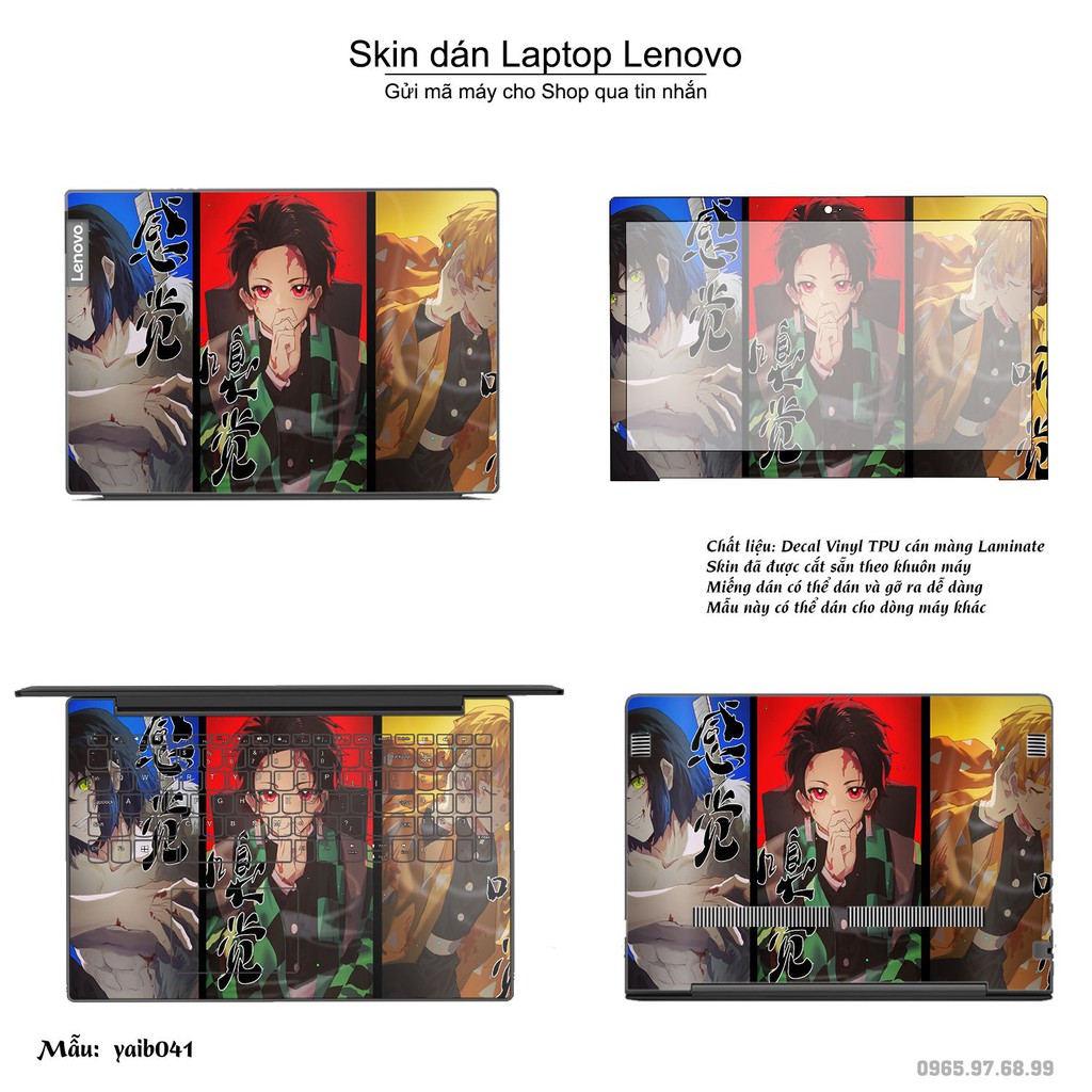 Skin dán Laptop Lenovo in hình Kimetsu No Yaiba _nhiều mẫu 2 (inbox mã máy cho Shop)