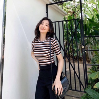 Áo thun gân crotop sọc 32