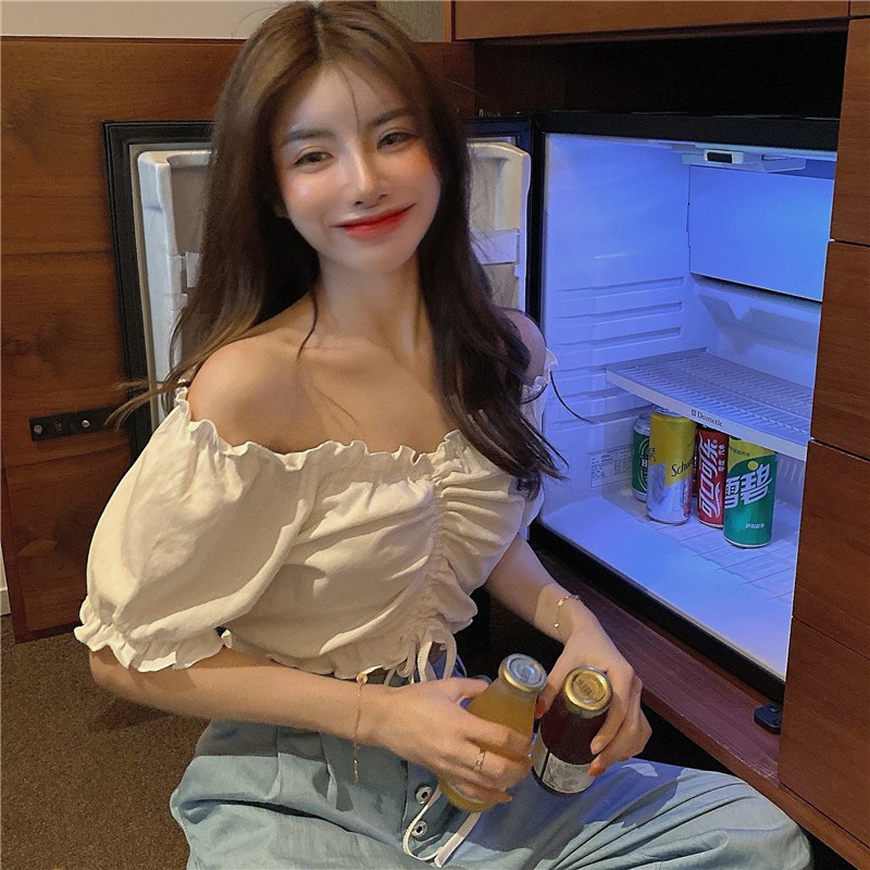 Áo trễ vai croptop rút ngực ulzzang phong cách Hàn Quốc, Áo hở vai rúm ngực ulzzang C48 - Maoshop | BigBuy360 - bigbuy360.vn