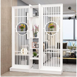 Vách ngăn chắn phòng khách sọc dọc liền kệ hiện đại( 2vách-1kệ)chính hãng IGA- IG495