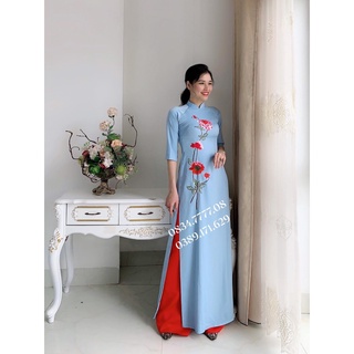 [ MẪU MỚI] Áo dài đẹp_Áo dài truyền thống lụa tây thi cao cấp in hoa cực đẹp sang trọng quý phái