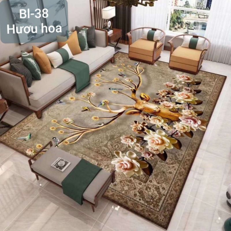 Thảm nỉ lì Bali, thảm trải sàn, thảm trang trí phòng khách sang trọng, kích thước 1m6×2m3 & 2m×3m chất liệu polyester