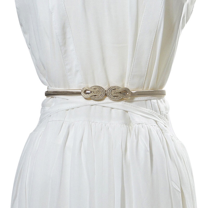 Thắt Lưng Mỏng Co Giãn Điều Chỉnh Được Phối Dây Xích Sang Trọng Cho Nữ