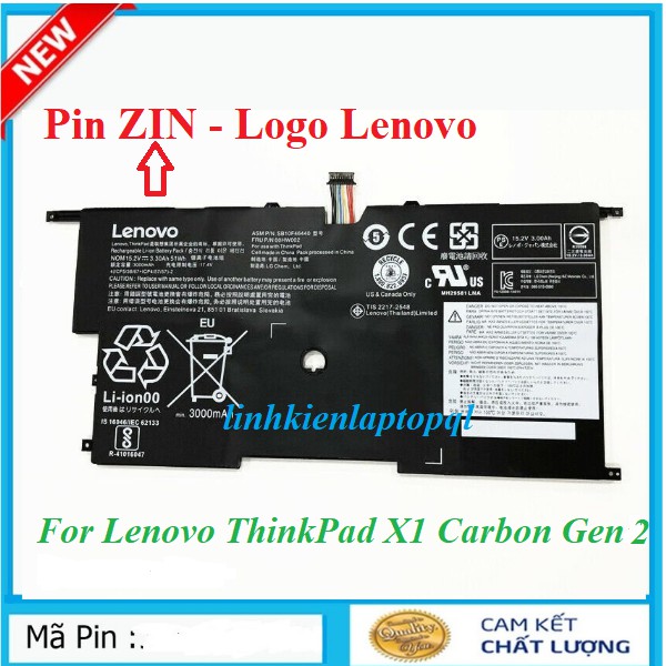 Pin Laptop Lenovo ThinkPad X1 Carbon Gen 2 / Lenovo THINKPAD X1 GEN 2, X1 GEN 3 / ThinkPad New X1 Carbon 14