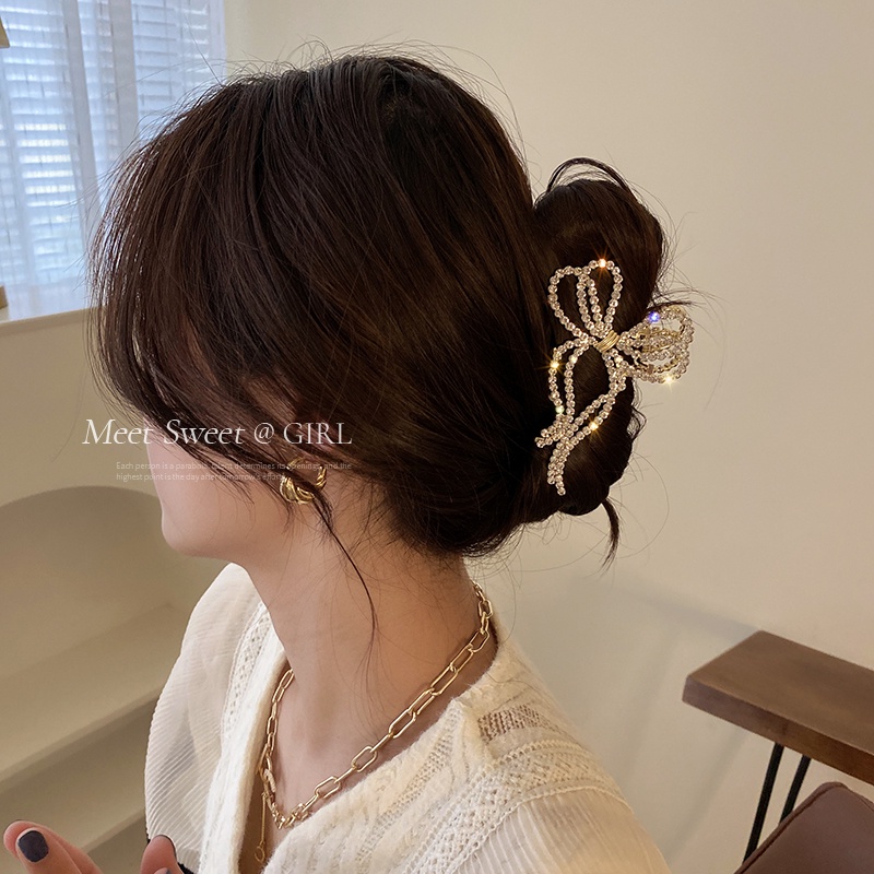 Kẹp Tóc Hình Nơ Đính Ngọc Trai Thời Trang Hàn Quốc Cho Nữ