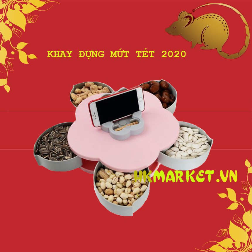 Khay Đựng Bánh Mứt 5 Cánh Hoa Con Bướm Xuân Mẫu Mới