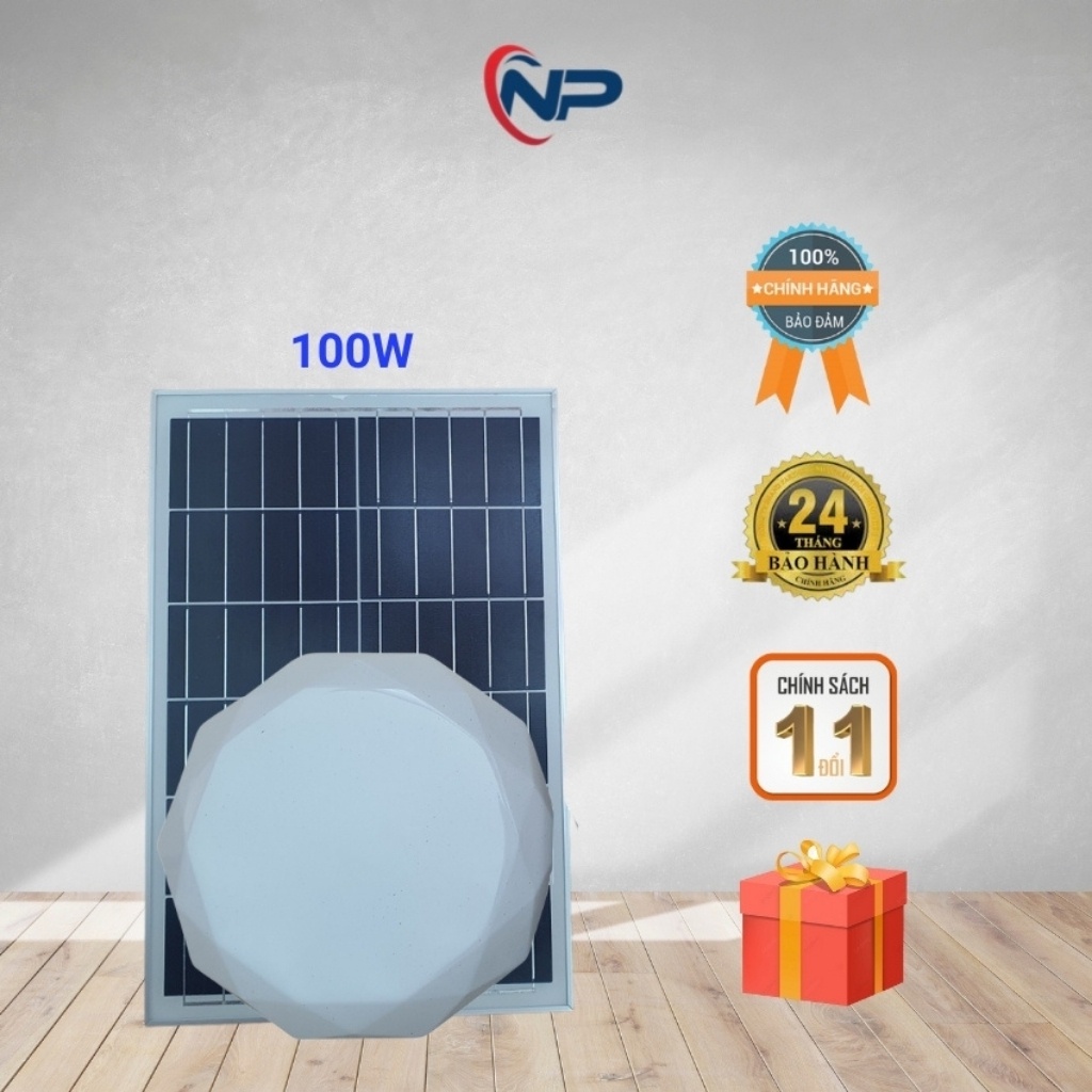 Đèn Năng Lượng Mặt Trời Ốp Trần Nhà Công suất 100w Chính Hãng Tiết Kiệm Điện tuổi thọ 10 năm Có Điều Khiển Từ Xa