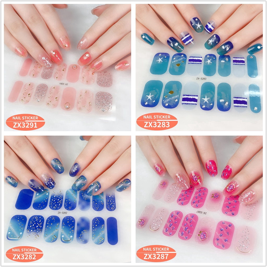 Nhãn dán kim cương giả / ngọc trai giả 3D trang trí móng nghệ thuật màu gradient laser DIY ZX3277-3294