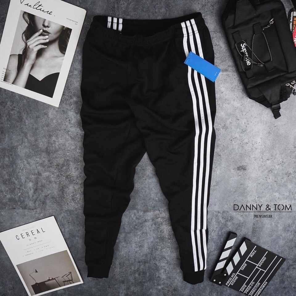Quần Jogger Thể Thao Nam 3 Sọc ( Hình Thật ) - Chất Liệu 2 Da 4 Chiều form 46-76kg