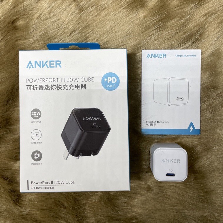Củ Sạc Anker PowerPort 3 PD Cube 20w  A2149 Với Chân Sạc Nhanh Type-C, Phích Cắm Dẹp Có Thể Gập 90 Độ, Nhỏ Gọn Và Nhẹ