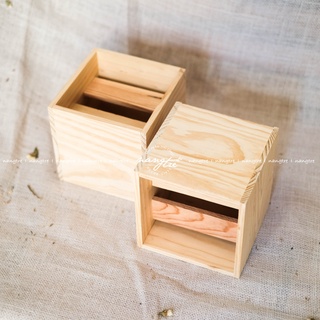 Chậu gỗ cắm hoa - Bình gỗ vuông phụ kiện trang trí - wooden pots (15X15X15cm)
