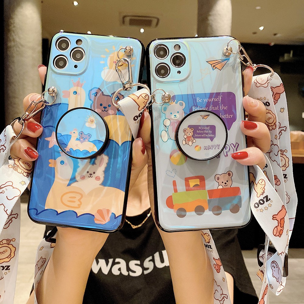 Vỏ điện thoại di động có chân đế Samsung Galaxy J3 2018 J330 J530 J730 J5 Pro J7 Prime 2017 Back Cover Cartoons Bear Soft Slim Phone Case