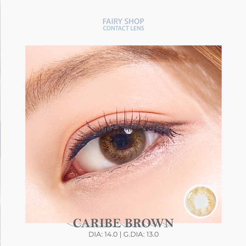 Kính Áp Tròng Cao Cấp Caribe Brown 14.0 - m FAIRY SHOP CONTACT LENS 0 đến 8 độ silicone Hydrogel