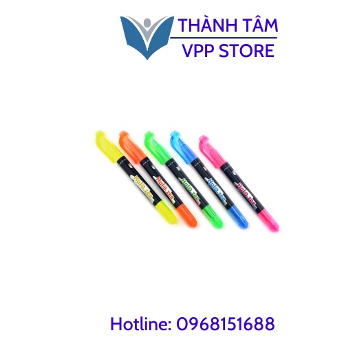 Bút Dạ Quang Thiên Long HL03 - Bút Dạ VPP Thành Tâm Có 2 Đầu Bút HightLight Đẹp Có 5 Màu Tùy Chọn