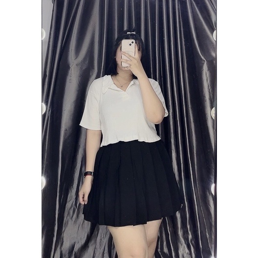 Áo thun POLO croptop chất gân Bigsize