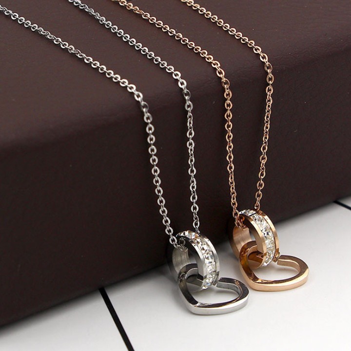 [Mã FARSST20K giảm 10K đơn 20K] Dây Chuyền Nữ Khuyên Tròn Lồng Trái Tim Titan Không Đen TT 1124