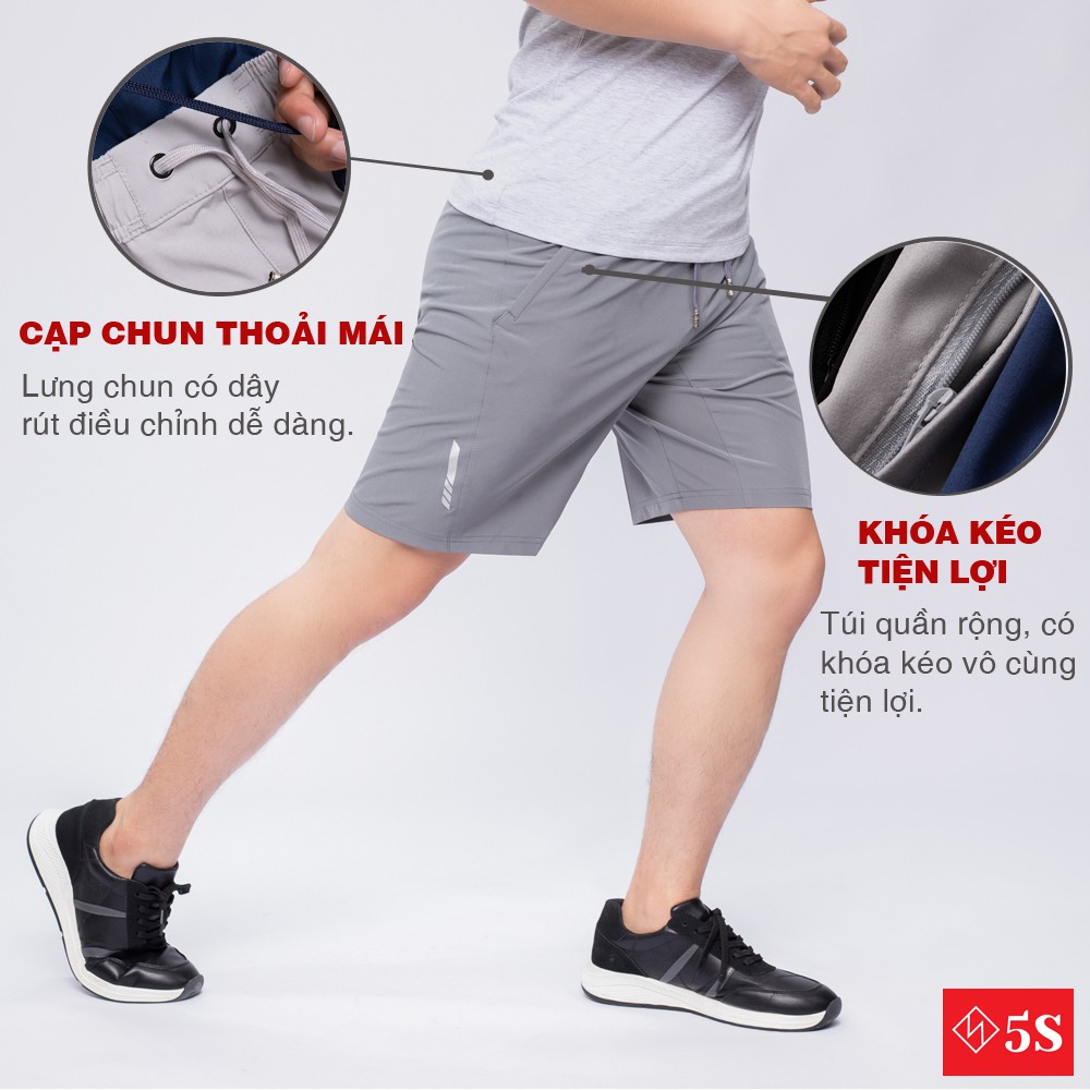 Quần Đùi Nam 5S (5 màu) Vải Gió Mềm, Siêu Nhẹ, Dáng Thể Thao, Thiết Kế Trẻ Trung Năng Động