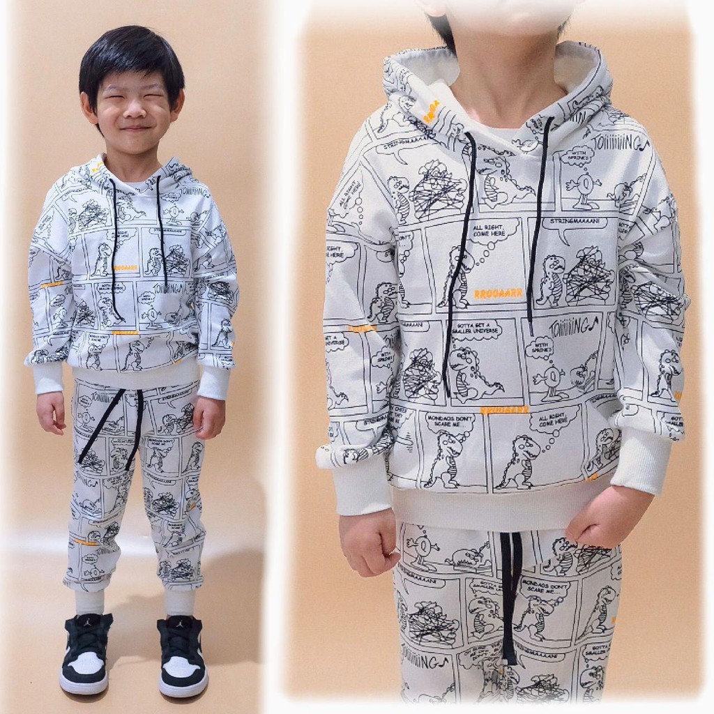 Set Áo Hoodie + Quần Dài In Hình Nhân Vật Truyện Tranh Rmc