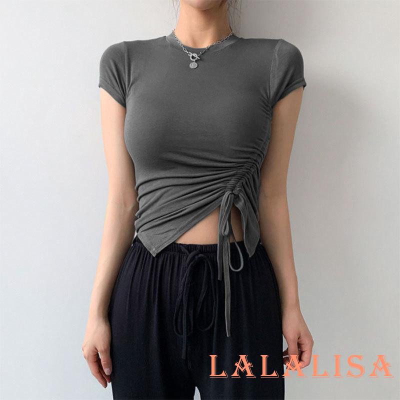 Áo Crop Top Tay Ngắn Cổ Thuyền Màu Sắc Đơn Giản Dành Cho Nữ | BigBuy360 - bigbuy360.vn