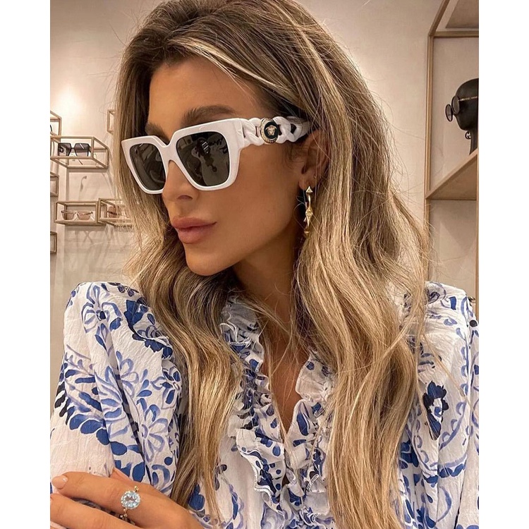 Kính Mát Versace Vuông Gọng Kim Loại Chống Tia UV400 Phong Cách Cổ Điển Thời Trang 2022 Cho Nữ