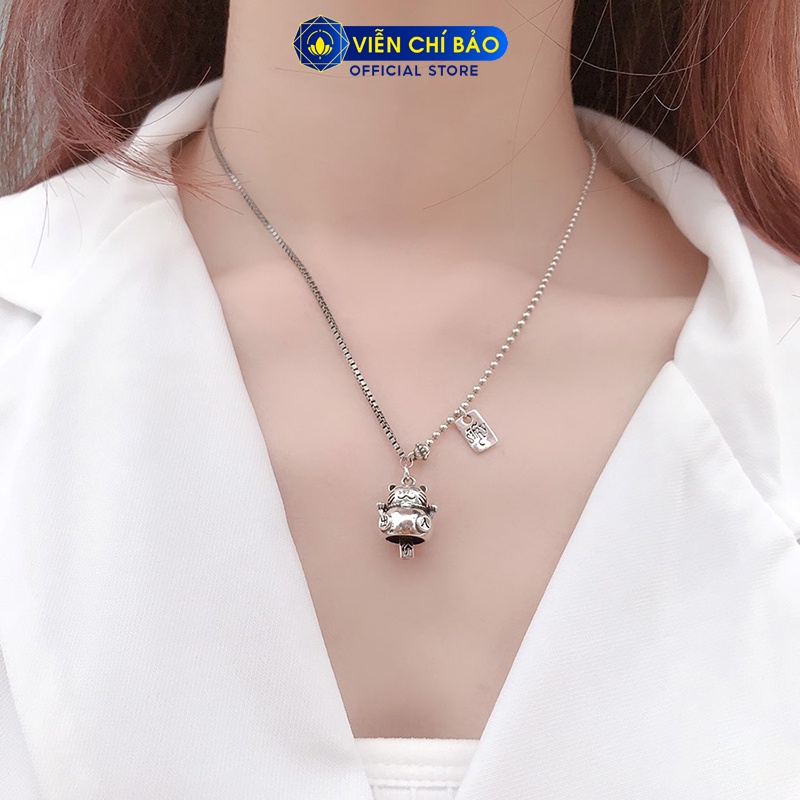 Dây chuyền bạc nữ Mặt Mèo thần tài may mắn Neko bạc Thái 925 thời trang phụ kiện trang sức nữ Viễn Chí Bảo D000137