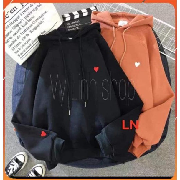 Áo hoodie unisex ❤FREESHIP❤áo nỉ bông in hình tim tay ngực