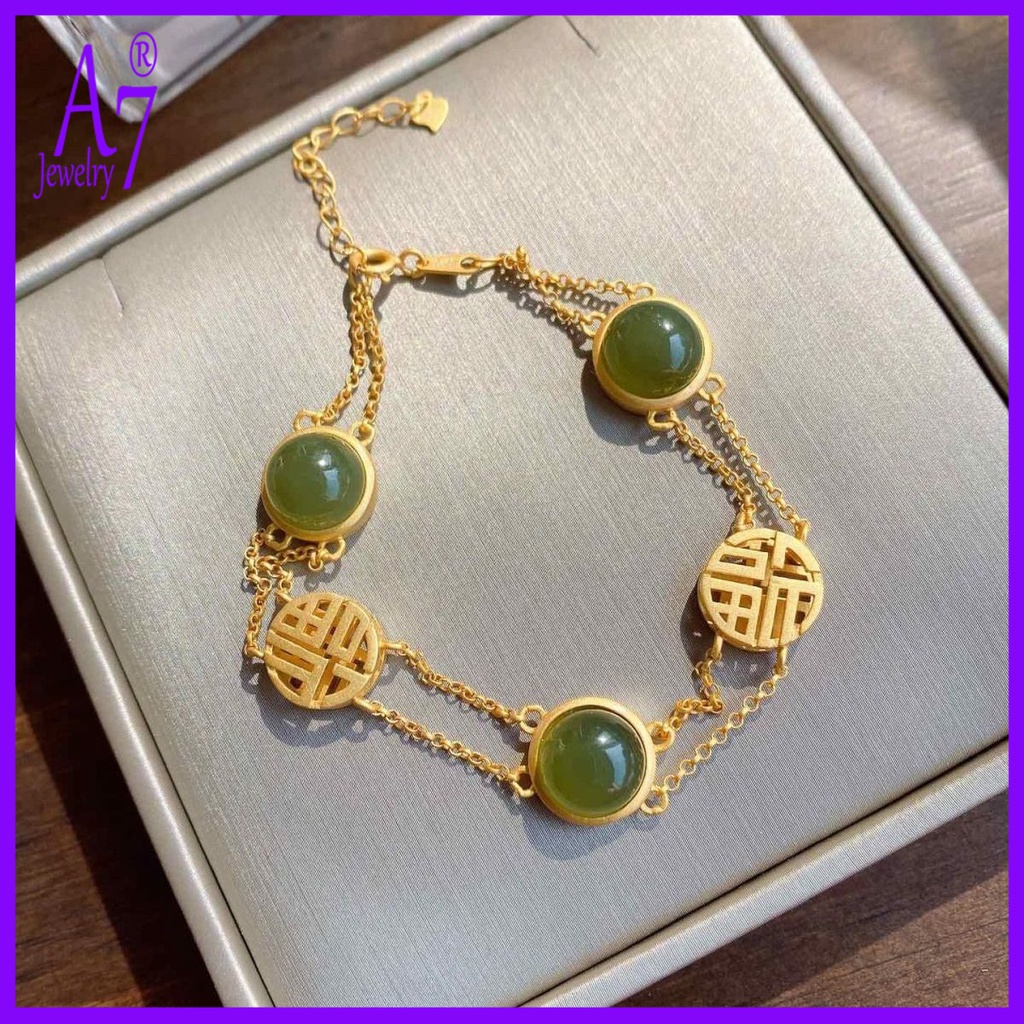 Vòng Tay Ngọc Bích Màu Xám Bạc A7 S925