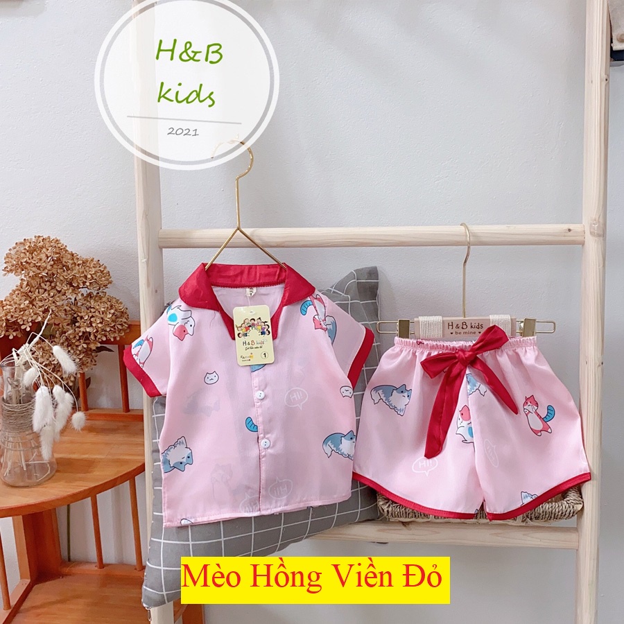 Bộ Mặc Nhà Cộc Tay  Cao Cấp Cho Bé - Pijama Lụa 3D Cao Cấp Cho Bé