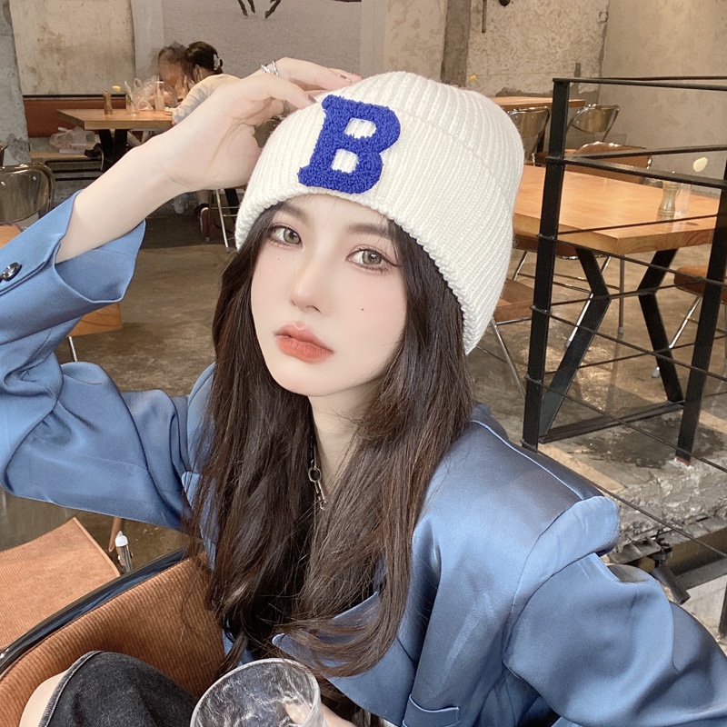 Mũ beanie Thêu Chữ B Phong Cách Hàn Quốc Xinh Xắn Cho Nữ