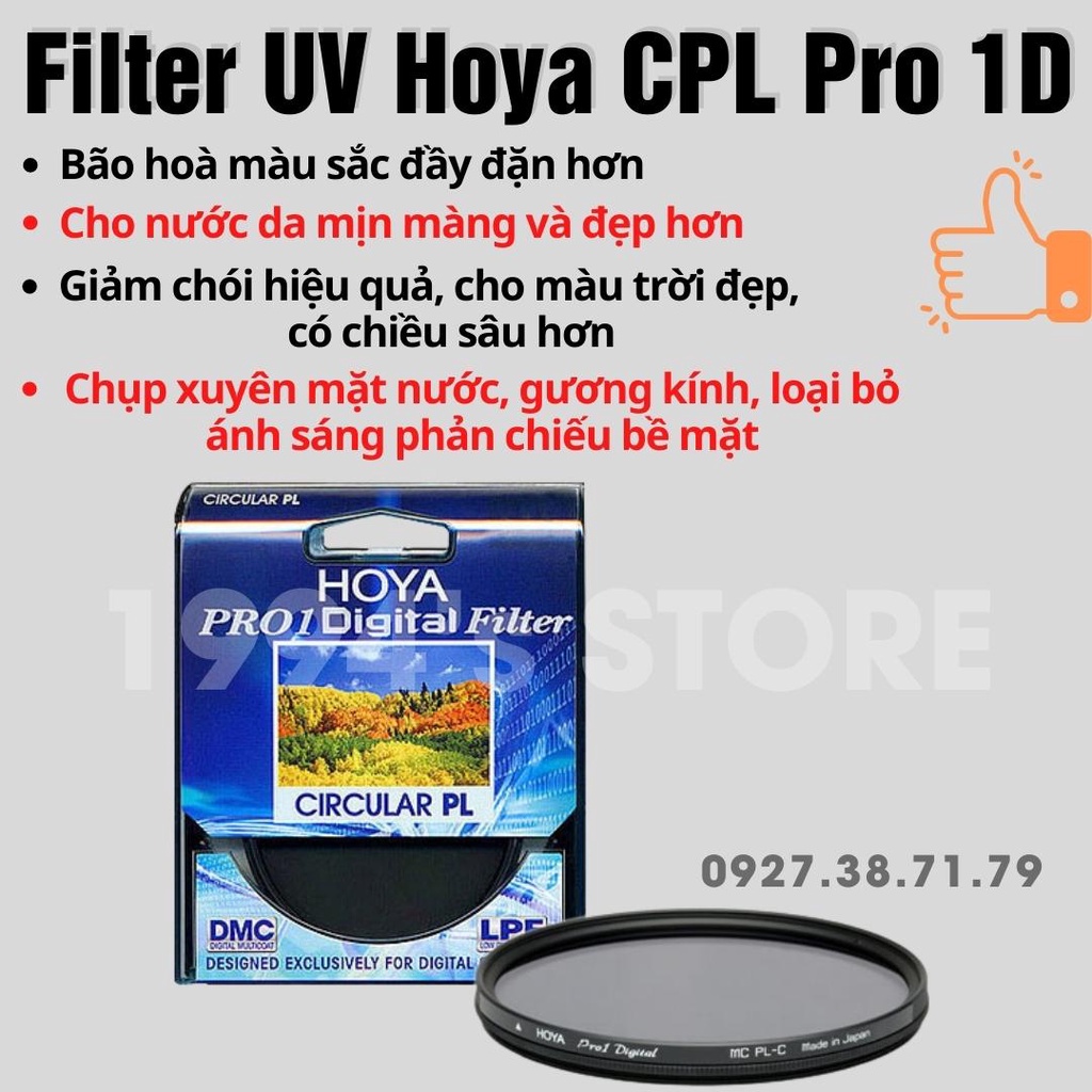 Kính lọc Hoya Pro1D CPL - Filter UV Hoya HMC UV(C) Made in Japan đầy đủ kích cỡ 49mm 52mm 55mm 58mm 62mm 67mm 72mm 77mm