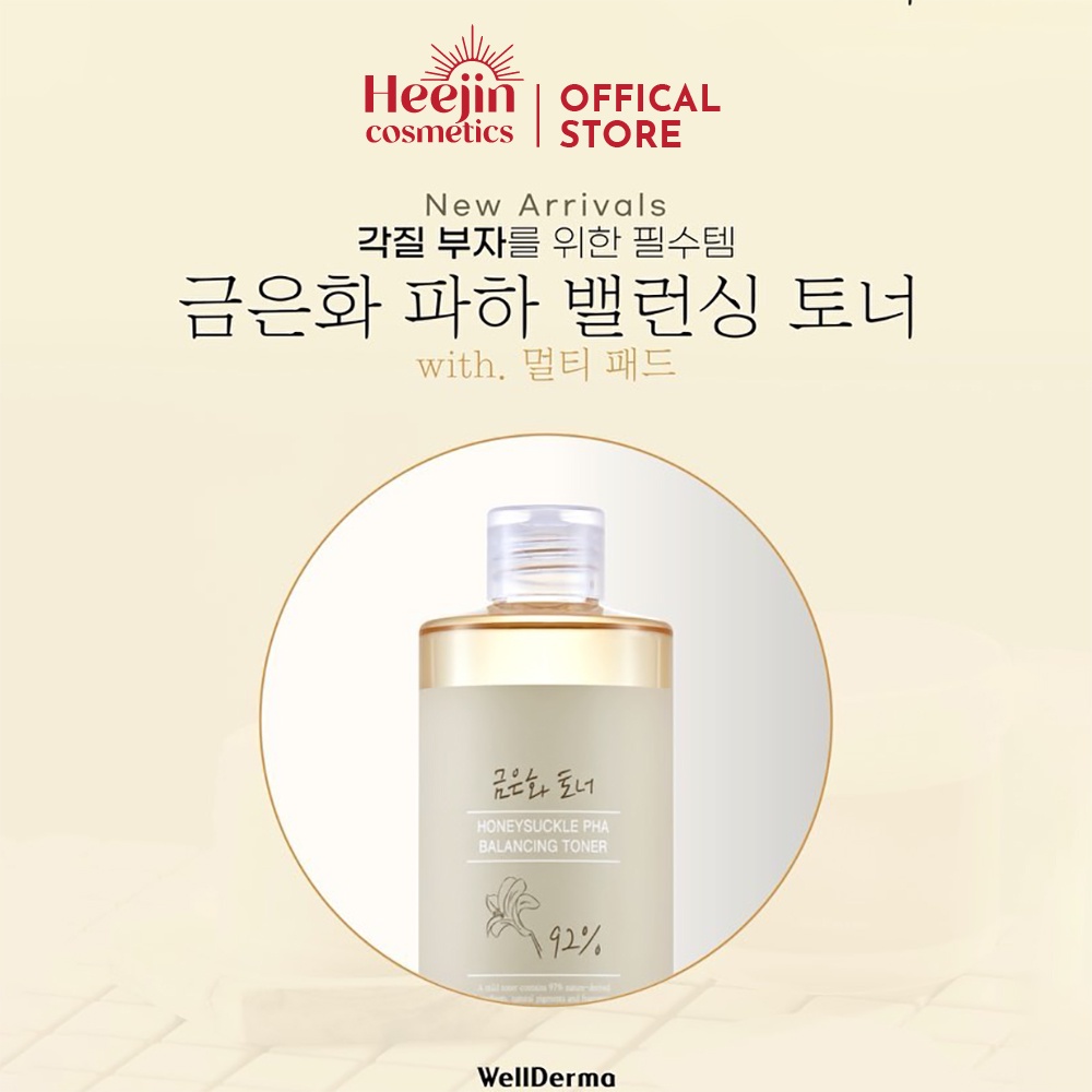 Nước Hoa Hồng Se Khít Lỗ Chân Lông &amp; Loại Bỏ Mụn Đầu Đen Toner Wellderma Honeysuckle Pha Balancing Hàn Quốc 500ml