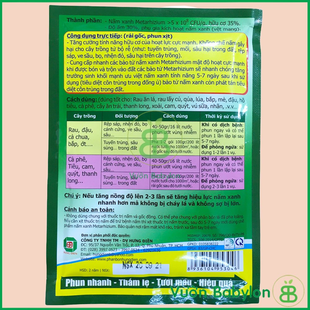 Nấm Xanh Metarhizium Phòng Trừ Bọ Trĩ, Nhện Đỏ, Sùng Đất - Chế phẩm Vi Sinh Trừ Sâu, Rầy, Rệp