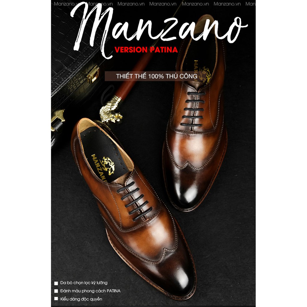 Giày nam da thật cao cấp thủ công patina chính hãng·Manzano cực đẳng cấp M88882