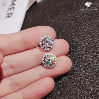 Bông tai bạc nữ tròn trắng - bảo tín
