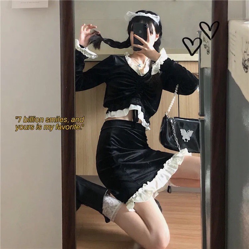 SET ÁO VÁY NHUNG M26 ULZZANG