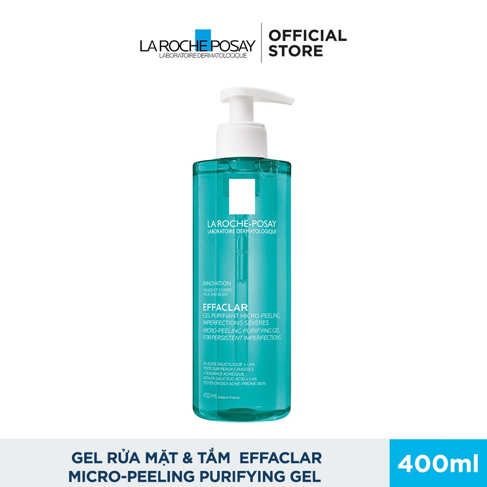 Gel Rửa Mặt La Roche-Posay Hỗ Trợ Giảm Mụn Cho Mặt &amp; Toàn Thân Effaclar Micro-Peeling Purifying Gel 400ml Hasaki