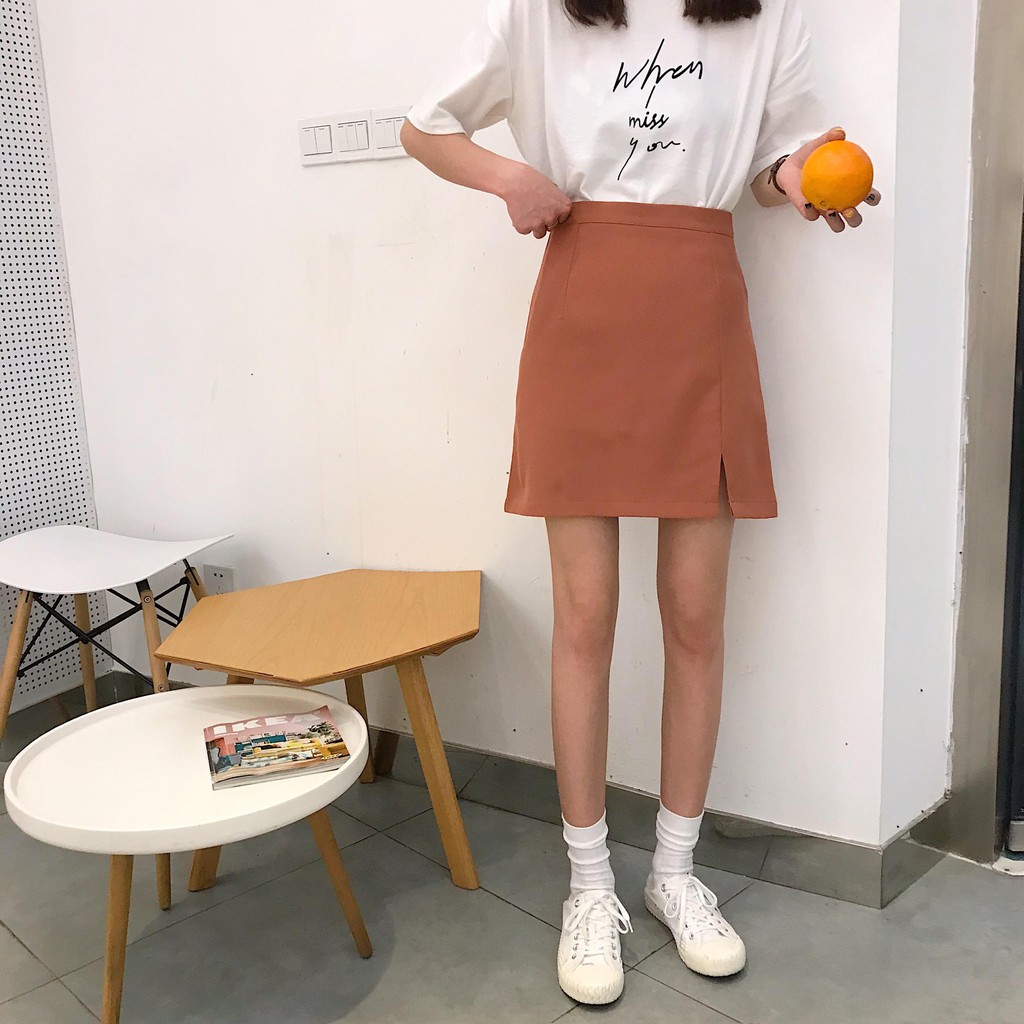 Chân váy chữ a xẻ tà mini Emilyshop