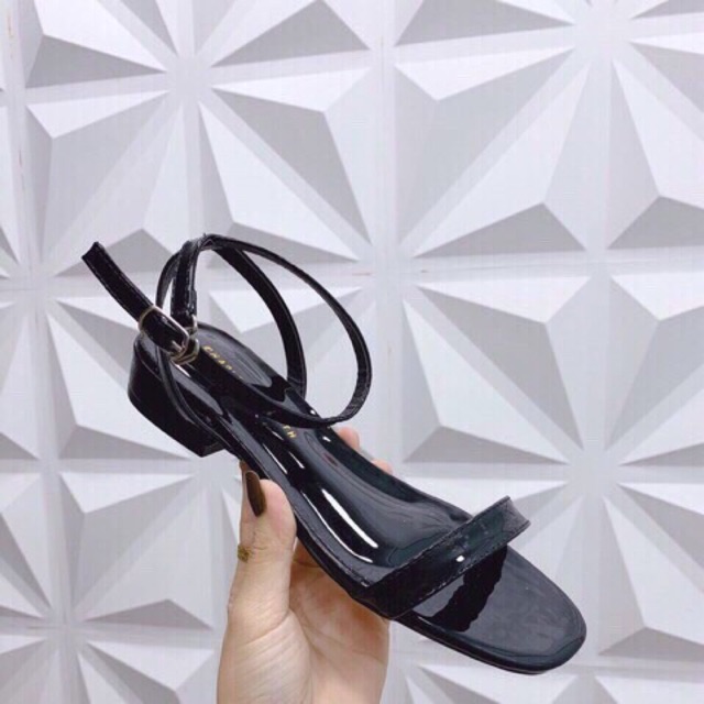 Giày sandal trơn hai dây mảnh gót 2p êm chân mã s14