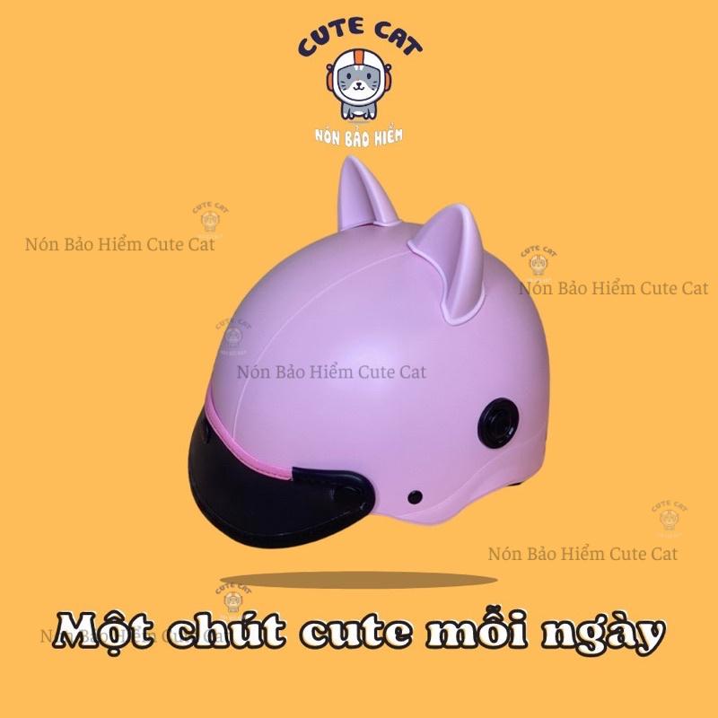 Nón Bảo Hiểm 2 Màu Cute Gắn Tai Mèo Dễ Thương Chất Liệu ABS Cứng Cáp Có Tem Mạc Đầy Đủ Cute Cat