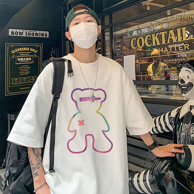 Áo Thun Nam Tay Ngắn Cổ Tròn Dáng Rộng Bằng Cotton Thời Trang Mùa Hè Kiểu Mới Cỡ S-3XL