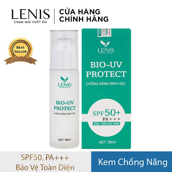 Kem Chống Nắng Da Mụn, Dầu - Sinh Học Bio UV Protect Lenis SPF50+ Pa+++ 50ml dạng Gel Không Nhờn Rít Thẩm Thấu Nhanh
