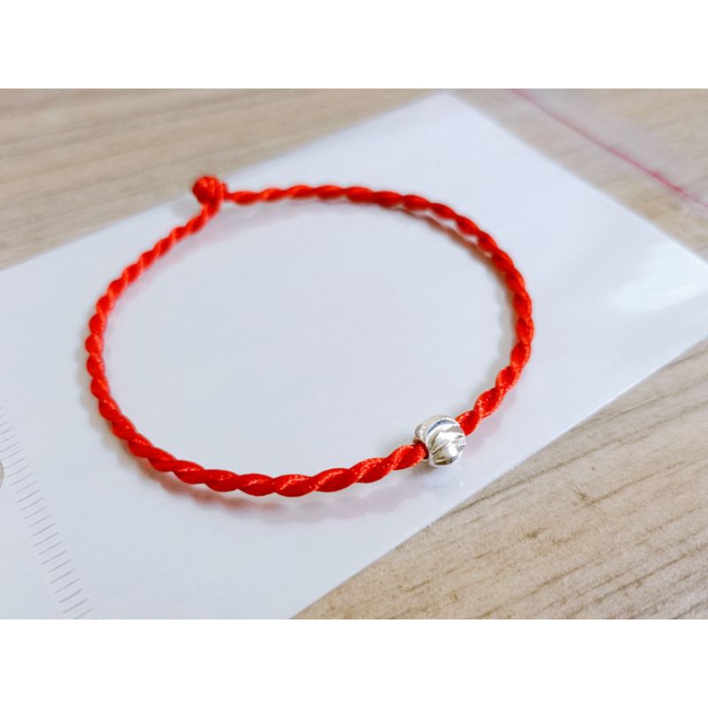 Vòng tay chỉ đỏ may mắn bi bạc ta 6mm