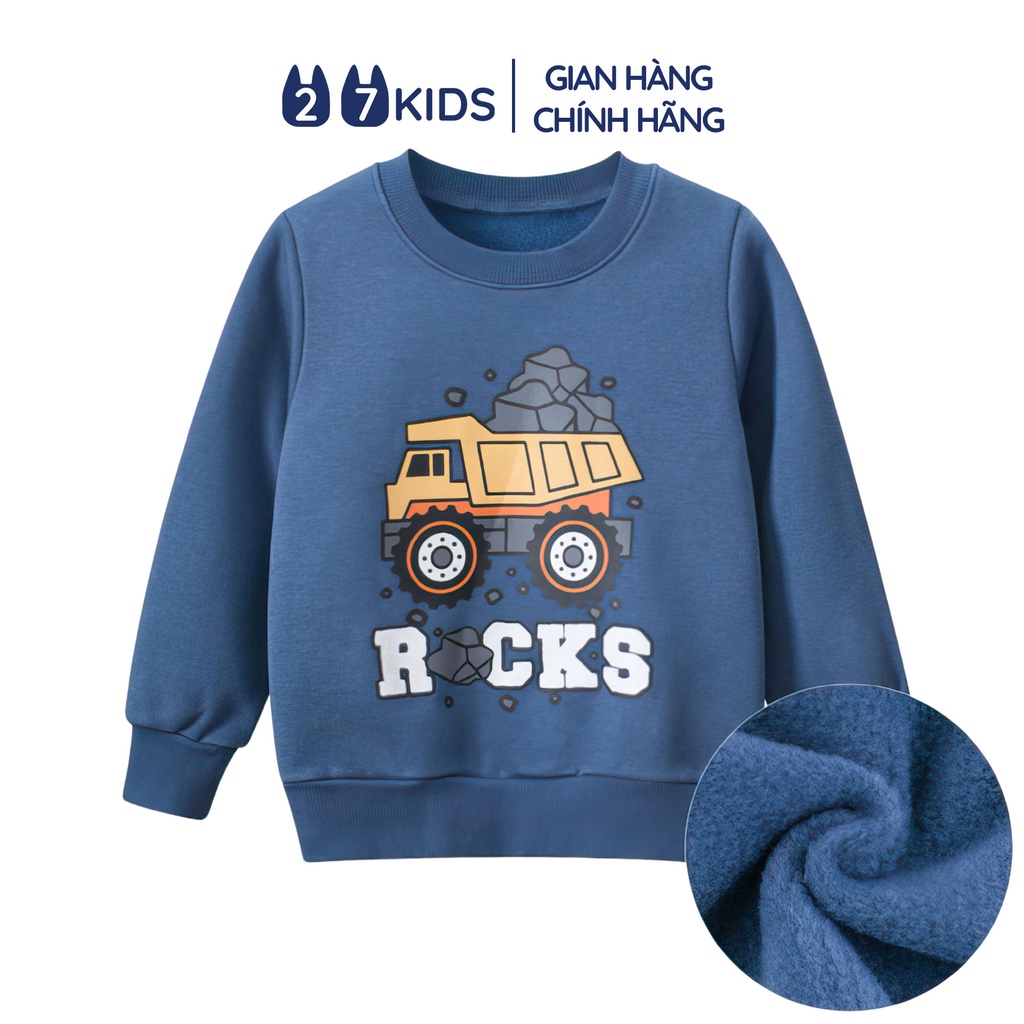 Áo nỉ bé trai dài tay 27Kids áo thun da cá lót lông nam cho trẻ từ 2-10 tuổi BLSS8