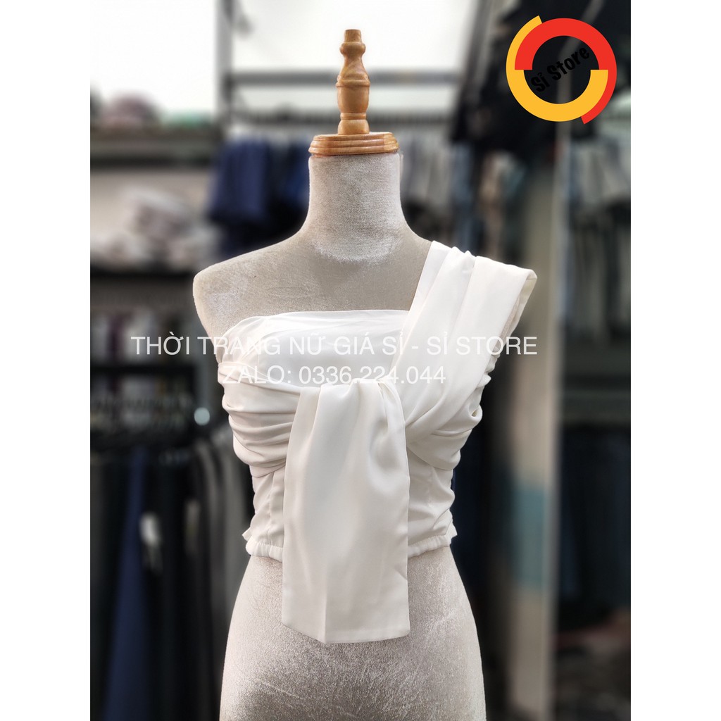 Áo CROPTOP Lệch 1 Bên Vai (TRẮNG)