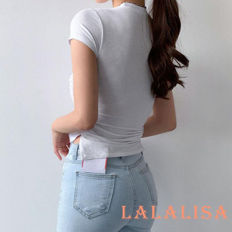 Áo Crop Top Tay Ngắn Cổ Thuyền Màu Sắc Đơn Giản Dành Cho Nữ | BigBuy360 - bigbuy360.vn